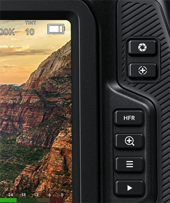 Видеоамера Blackmagic Pocket Cinema панель управления