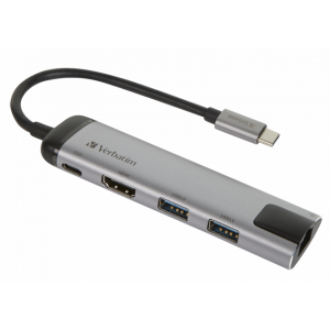 Многопортовый разветвитель Verbatim USB-C USB 3.0/HDMI/Gigabit Ethernet/SD/microSD