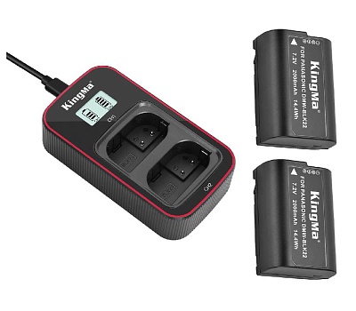 Зарядное устройство KingMa BM058 + 2 аккумулятора DMW-BLK22 (2000мАЧ)