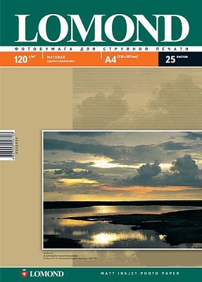 Фотобумага LOMOND A4 Односторонняя матовая, 120 г/м2, 25 листов