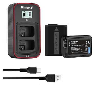 Зарядное устройство KingMa BM058 + 2 аккумулятора NP-FW50 (1080mAh)