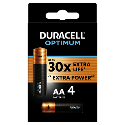 Батарейка Duracell Optimum LR6 MX1500 AA 4шт в блистере