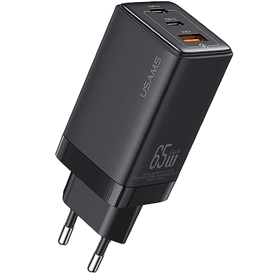 Сетевой адаптер USAMS US-CC180 Sandru GaN 65W Чёрный