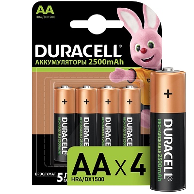 Аккумулятор Duracell (HR6/DX1500) АА 2500mAh 4шт в блистере