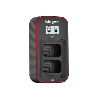 Зарядное устройство с дисплеем KingMa BM058-FW50, для двух аккумуляторов Sony NP-FW50
