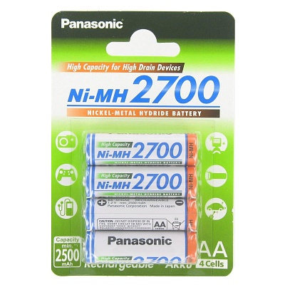 Аккумулятор  Panasonic (BK-3HGAE/4BE), АА, 2700, 4шт блистер