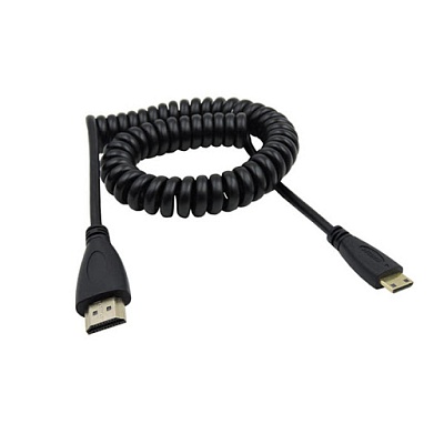 Кабель NoN HDMI - mini HDMI 0.5-1.5m пружина Чёрный