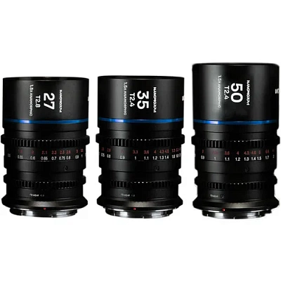 Объективы Laowa Nanomorph S35 Prime 3-Lens Bundle 27mm Т2.8, 35mm Т2.4, 50mm Т2.4 1,5х Silver PL/EF