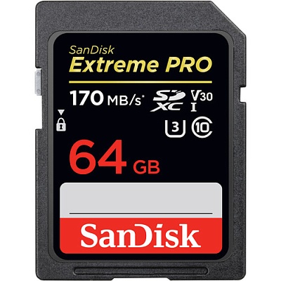Карта памяти SanDisk Extreme Pro SDXC 64GB UHS-I U3 V30 R170/W90MB/s (SDSDXXY-064G-GN4IN)