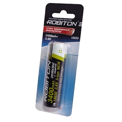 Аккумулятор Robiton Li-ion 18650 AA 3400мАч, защищенный