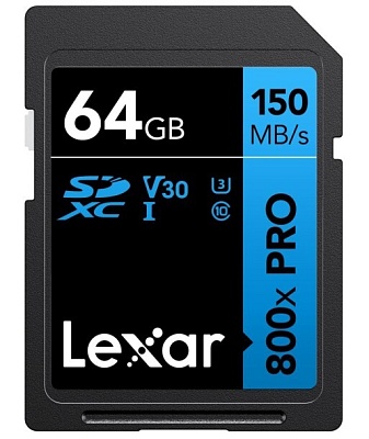 Карта памяти Lexar High-Performance 800x PRO SDXC 64GB UHS-I U3 V30 R150/W45MB/s