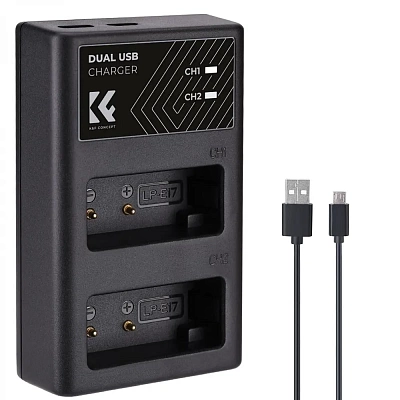 Зарядное устройство K&F Concept LP-E17 для двух аккумуляторов Canon LP-E17